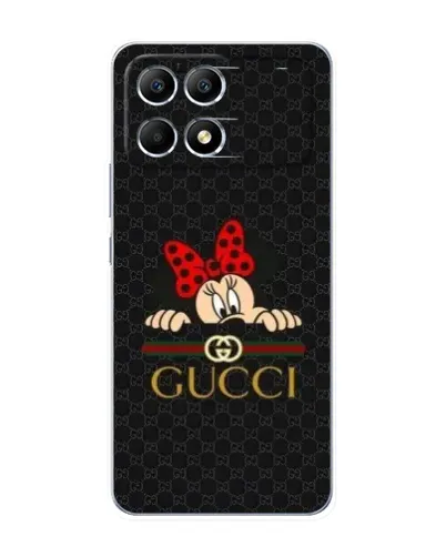 Чехол для Xiaomi POCO F6 с картинкой «Минни Маус Gucci — черный»