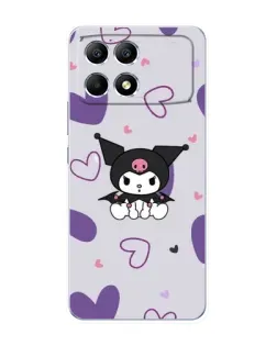 Чехол для Xiaomi POCO F6 с картинкой «Kuromi и лавандовые сердца»