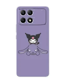 Чехол для Xiaomi POCO F6 с картинкой «Kuromi на лиловом фоне»