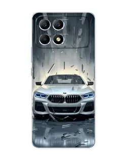 Чехол для Xiaomi POCO F6 с картинкой «BMW в свете фар»