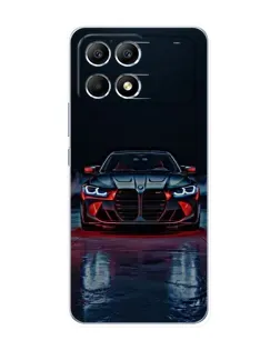 Чехол для Xiaomi POCO F6 с картинкой «BMW на мокрой дороге»