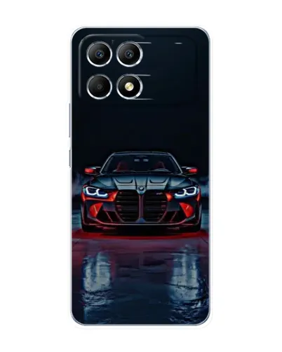 Чехол для Xiaomi POCO F6 с картинкой «BMW на мокрой дороге»