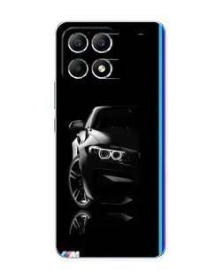 Чехол для Xiaomi POCO F6 с картинкой «Силуэт BMW в темноте»