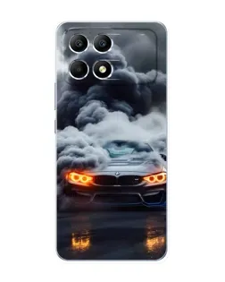 Чехол для Xiaomi POCO F6 с картинкой «BMW в дыму»