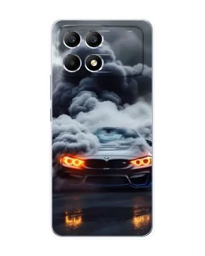 Чехол для Xiaomi POCO F6 с картинкой «BMW в дыму»