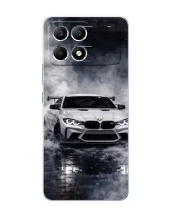Чехол для Xiaomi POCO F6 с картинкой «BMW сквозь туман»