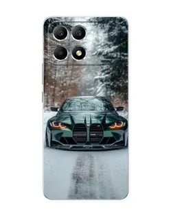 Чехол для Xiaomi POCO F6 с картинкой «BMW в зимнем лесу»