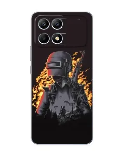 Чохол для Xiaomi POCO F6 з картинкою «PUBG — вогняний силует»
