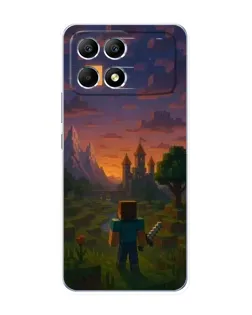 Чехол для Xiaomi POCO F6 с картинкой «Стив у башни»