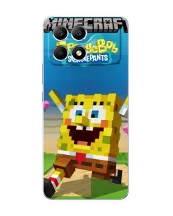 Чохол для Xiaomi POCO F6 з картинкою «Губка Боб Minecraft»