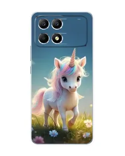Чехол для Xiaomi POCO F6 с картинкой «Единорог на поляне»