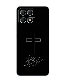 Чехол для Xiaomi POCO F6 с картинкой «Графический крест Jesus»
