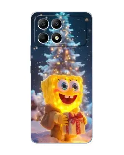 Чехол для Xiaomi POCO F6 с картинкой «Рождественский Спанч Боб»