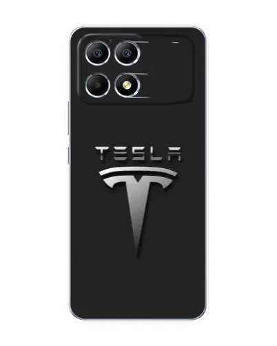 Чохол для Xiaomi POCO F6 з картинкою «Сталевий логотип Tesla» Чохол для Xiaomi POCO F6 з картинкою «Сталевий логотип Tesla»