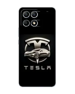 Чохол для Xiaomi POCO F6 з картинкою «Tesla — срібне авто»