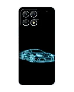 Чохол для Xiaomi POCO F6 з картинкою «Неоновий контур Lamborghini»