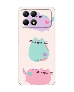 Чехол для Xiaomi POCO F6 с картинкой «Pusheen трио»