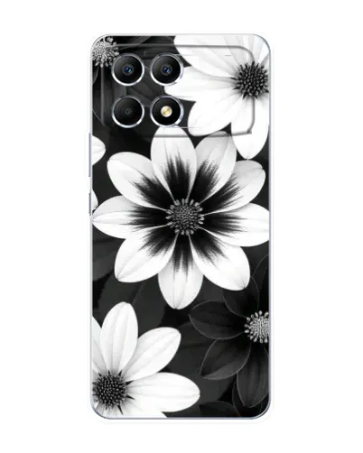 Чехол для Xiaomi POCO F6 с картинкой «Монохромные астры»