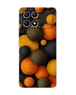 Чохол для Xiaomi POCO F6 з картинкою «Об'ємні помаранчеві сфери»