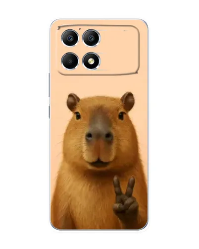 Чехол для Xiaomi POCO F6 с картинкой «Капибара виктория»