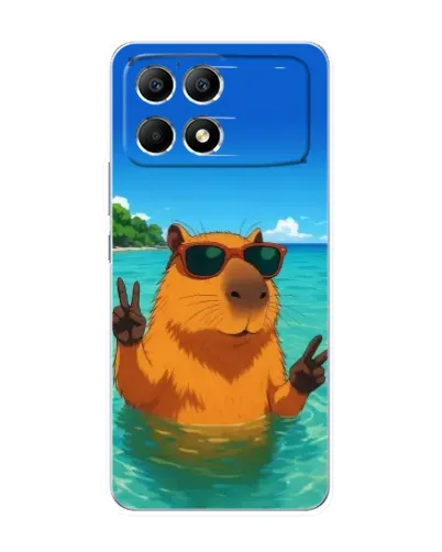 Чехол для Xiaomi POCO F6 с картинкой «Морская капибара»