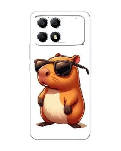 Чехол для Xiaomi POCO F6 с картинкой «Капибара в очках»
