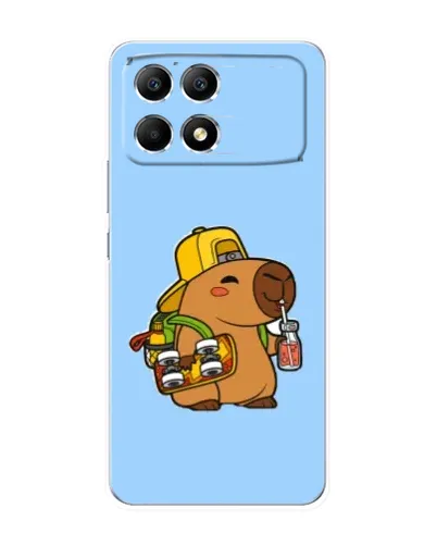 Чехол для Xiaomi POCO F6 с картинкой «Капибара на скейте»