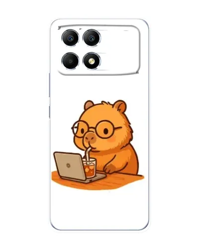 Чехол для Xiaomi POCO F6 с картинкой «Капибара с ноутбуком»