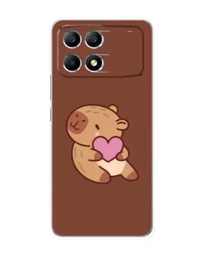 Чехол для Xiaomi POCO F6 с картинкой «Капибара с сердцем»