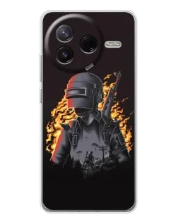 Чехол для Xiaomi POCO F7 Pro с картинкой «PUBG — огненный силуэт»