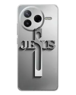 Чехол для Xiaomi POCO F7 Pro с картинкой «Металлический крест Jesus»