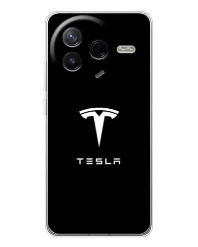 Чехол для Xiaomi POCO F7 Pro с картинкой «Tesla White Logo»