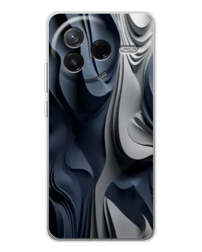 Чехол для Xiaomi POCO F7 Pro с картинкой «Объемные синие складки»