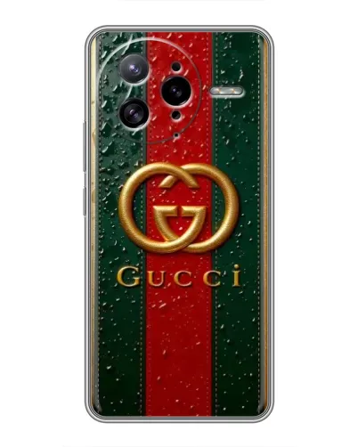 Чехол для Xiaomi POCO F7 Ultra с картинкой «Gucci — фирменная полоса и золото» Чехол для Xiaomi POCO F7 Ultra с картинкой «Gucci — фирменная полоса и золото»