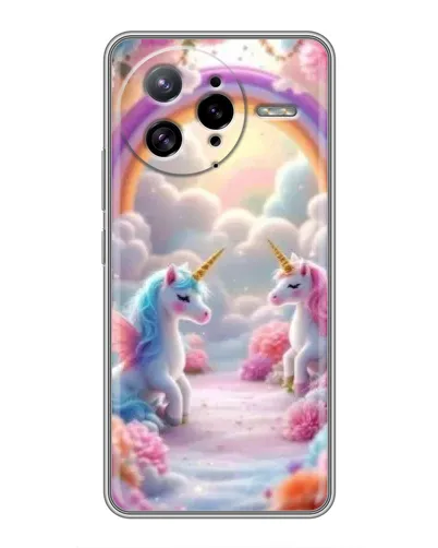 Чехол для Xiaomi POCO F7 Ultra с картинкой «Радуга и единороги»