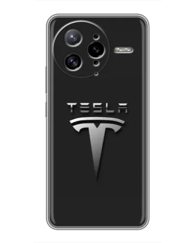 Чехол для Xiaomi POCO F7 Ultra с картинкой «Стальной логотип Tesla»