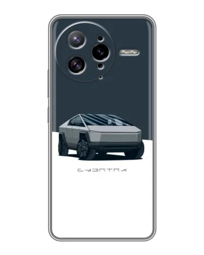 Чехол для Xiaomi POCO F7 Ultra с картинкой «Серебристый Cybertruck Tesla»