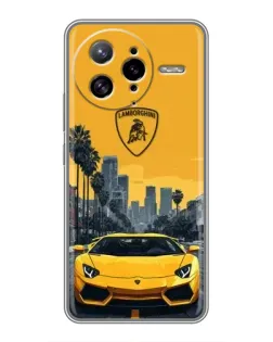 Чехол для Xiaomi POCO F7 Ultra с картинкой «Желтый Lamborghini город»