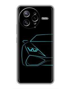 Чехол для Xiaomi POCO F7 Ultra с картинкой «Голубой силуэт Lamborghini»