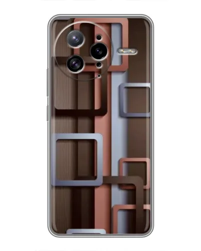 Чехол для Xiaomi POCO F7 Ultra с картинкой «Коричневые объемные квадраты»