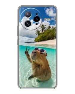 Чехол для Xiaomi POCO F7 Ultra с картинкой «Капибара на море»