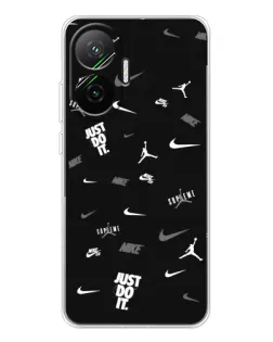 Чехол для Xiaomi POCO F7 с картинкой «Nike Black Pattern»
