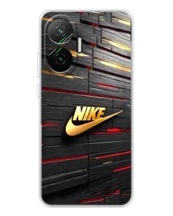 Чехол для Xiaomi POCO F7 с картинкой «Золотой Nike на металле»