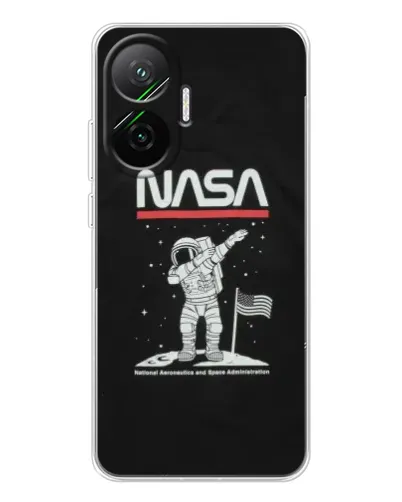 Чехол для Xiaomi POCO F7 с картинкой «NASA — шагаем по Луне»