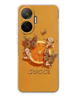 Чохол для Xiaomi POCO F7 з картинкою «Gucci — золоті метелики»