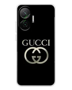 Чохол для Xiaomi POCO F7 з картинкою «Gucci — золото на чорному»