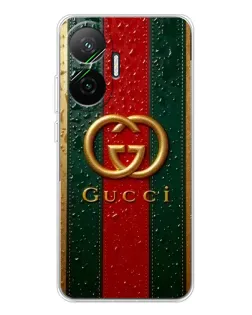 Чохол для Xiaomi POCO F7 з картинкою «Gucci — фірмова смуга та золото»