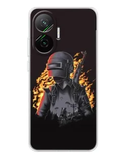 Чехол для Xiaomi POCO F7 с картинкой «PUBG — огненный силуэт»