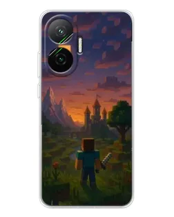 Чехол для Xiaomi POCO F7 с картинкой «Стив у башни»