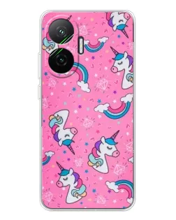 Чехол для Xiaomi POCO F7 с картинкой «Unicorn паттерн розовый»